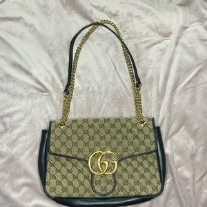Gucci GG marmont medium matelasse beige/ebony canvas